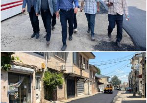 نظارت میدانی شهردار رشت بر عملیات روکش آسفالت خیابان ایران در پاره بیجار