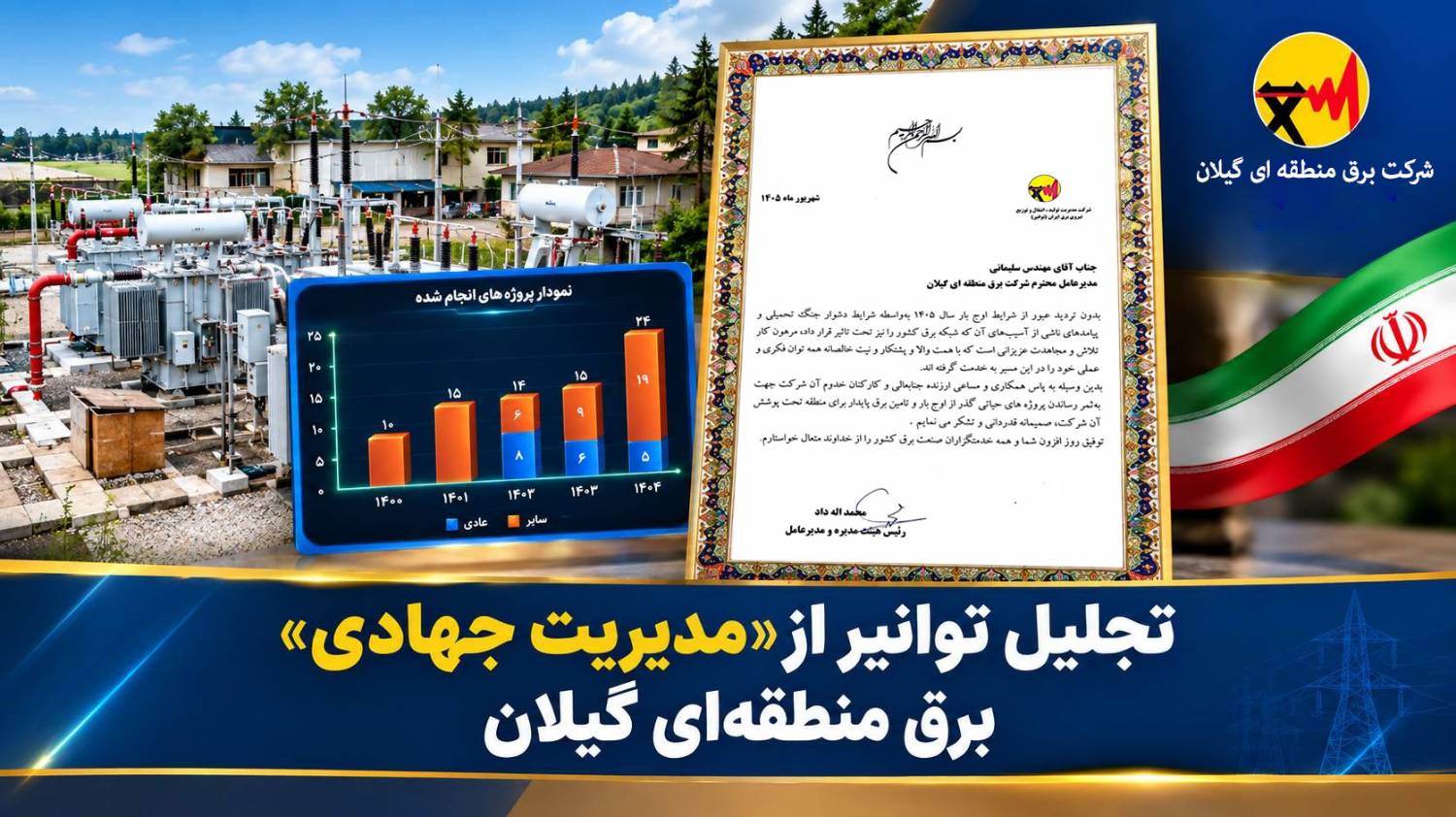 تجلیل توانیر از «مدیریت جهادی» برق منطقه‌ای گیلان